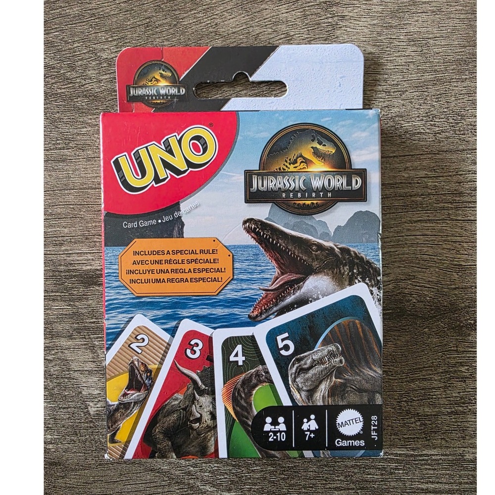 Mattel Games UNO Jurassic World Rebirth Card Game Dinosaur Theme New